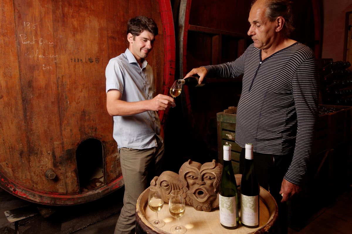 Philippe et Charles Brand en cave